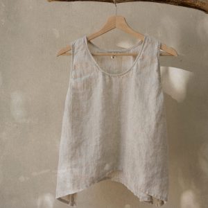 Linen top river | sleeveless linen top | with side slits
