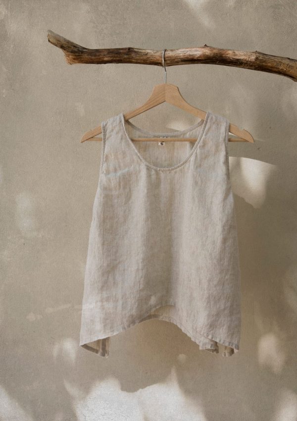 Linen top river | sleeveless linen top | with side slits