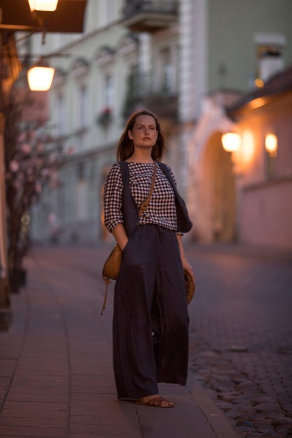 Wide leg linen pants with pockets | linen trousers