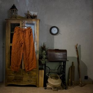 Wide leg linen pants wind | elastic waist trousers