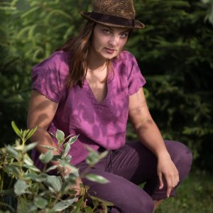 Loose linen top isabelle | v-neck top | short kimono sleeves top