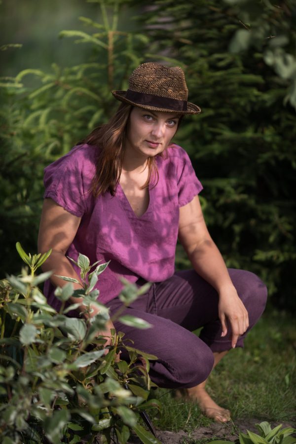 Loose linen top isabelle | v-neck top | short kimono sleeves top