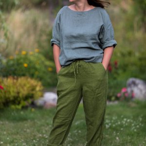 Linen pants for women simplicity | high waist tapered trousers