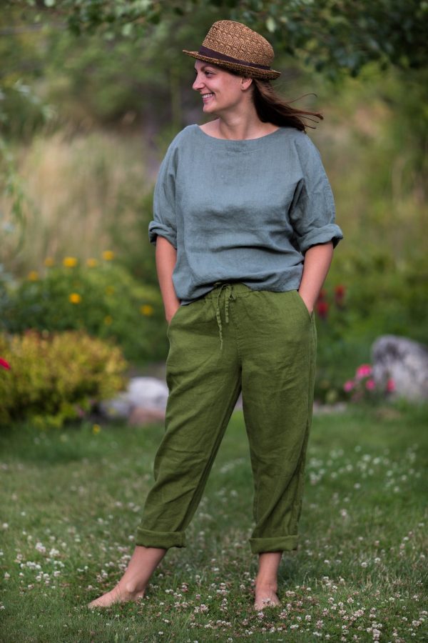 Linen pants for women simplicity | high waist tapered trousers