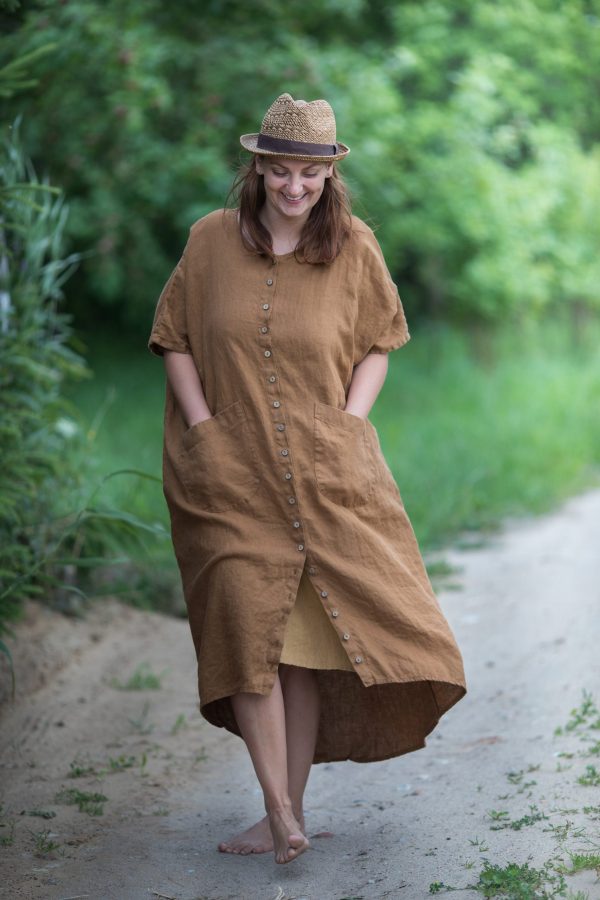 Loose buttoned linen dress | oversized summer dress with pockets