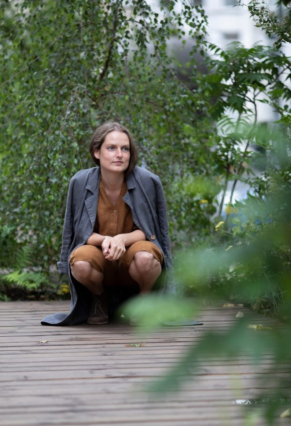 Linen coat work with matching elbow patches | loose linen coat