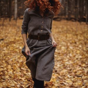 Vintage style everyday linen dress the work