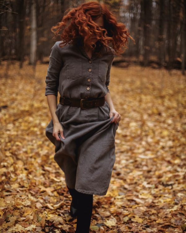 Vintage style everyday linen dress the work