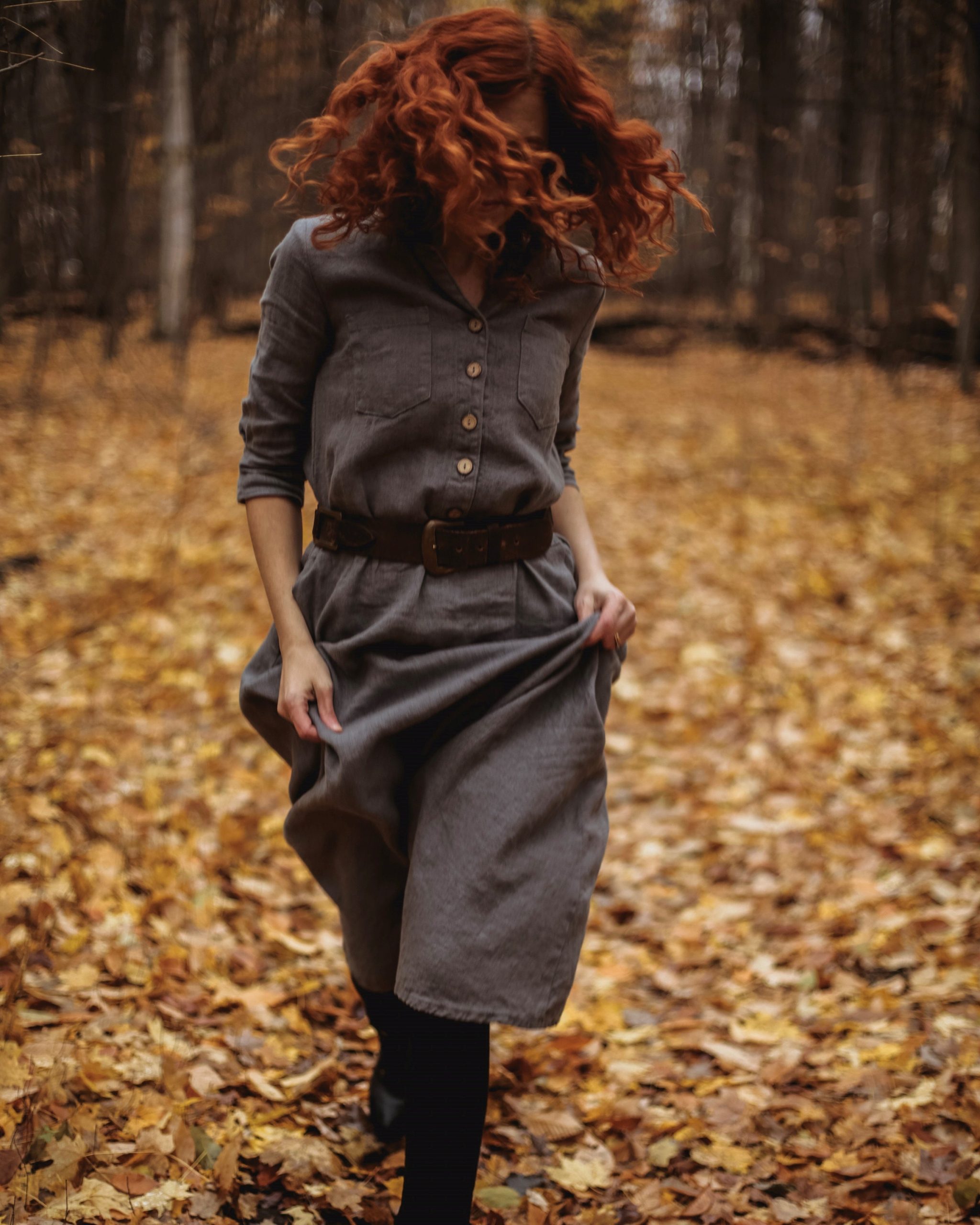 Retro buttoned v-neck dress the work - Image 4