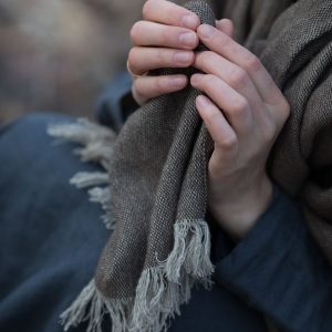 COZY scarf | linen and wool blend | shawl with soft fringe | wool shawl | wrap
