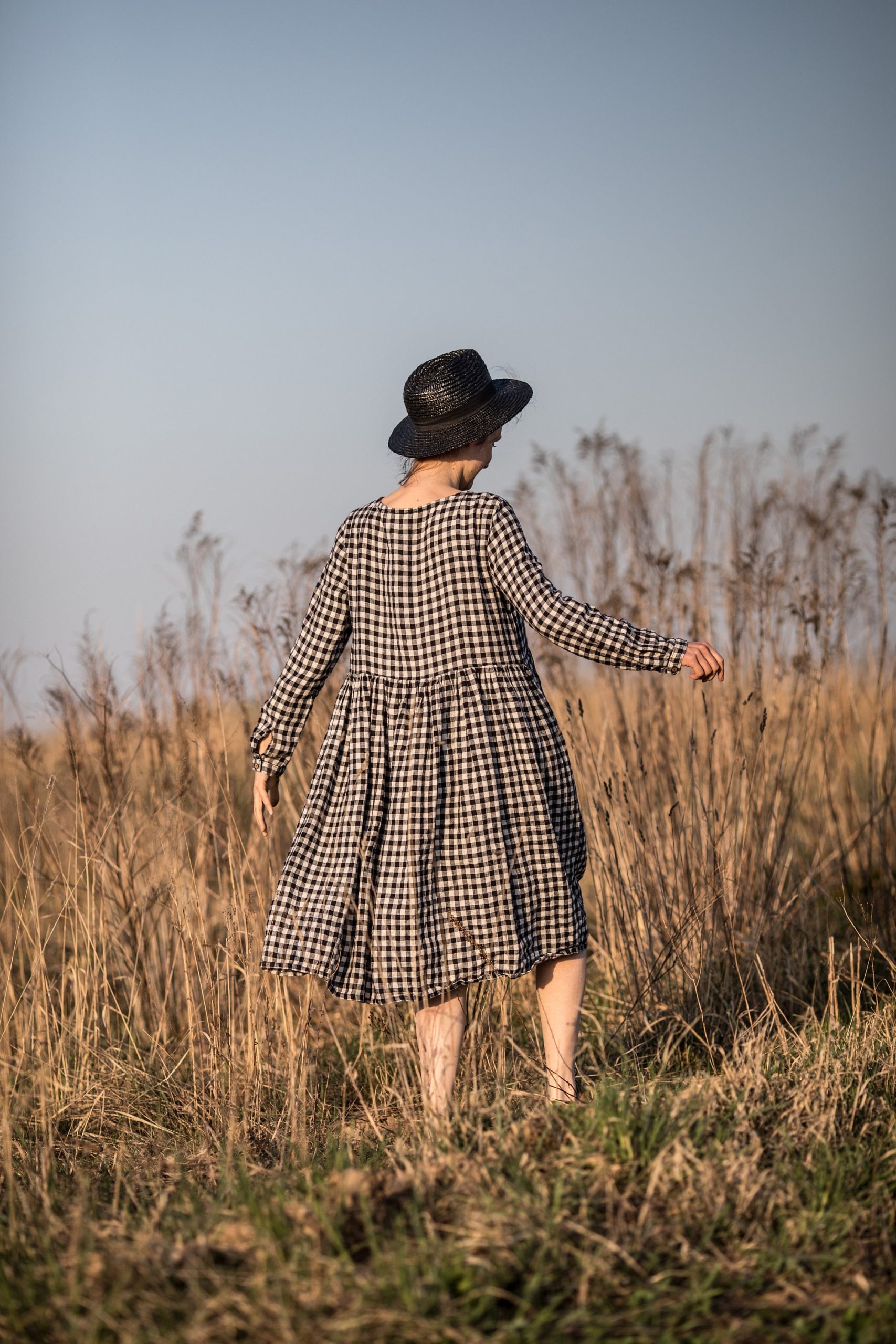 Oversized linen smock dress peony - Image 3