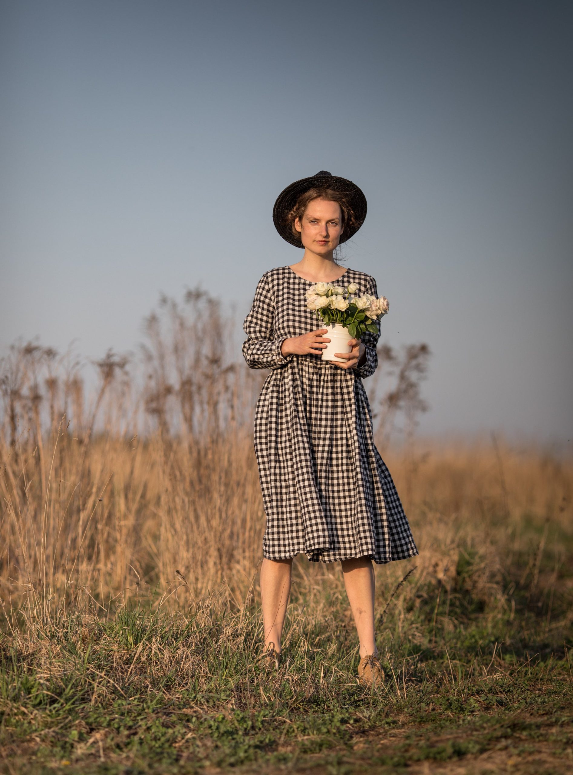 Oversized linen smock dress peony - Image 4