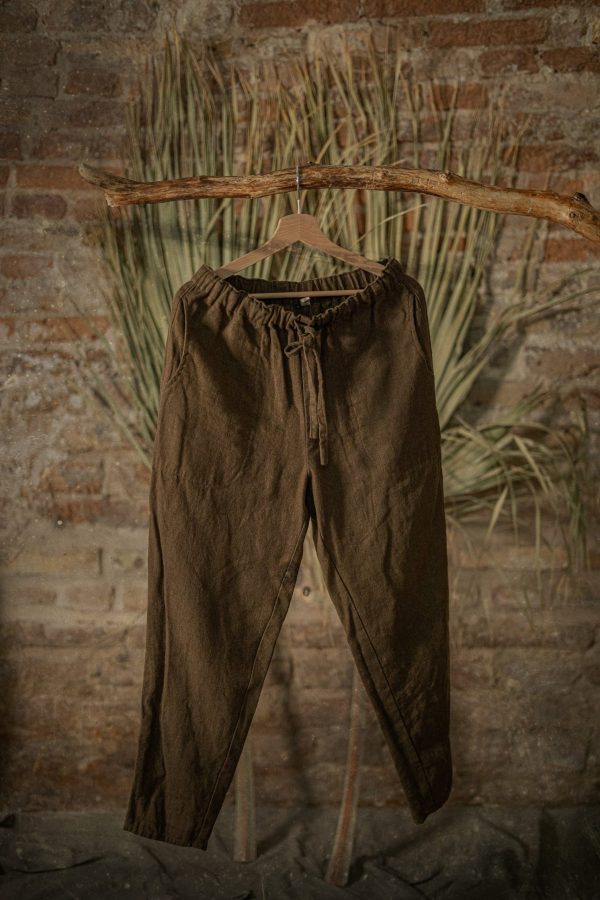 Elastic waist loose linen pants illustrator