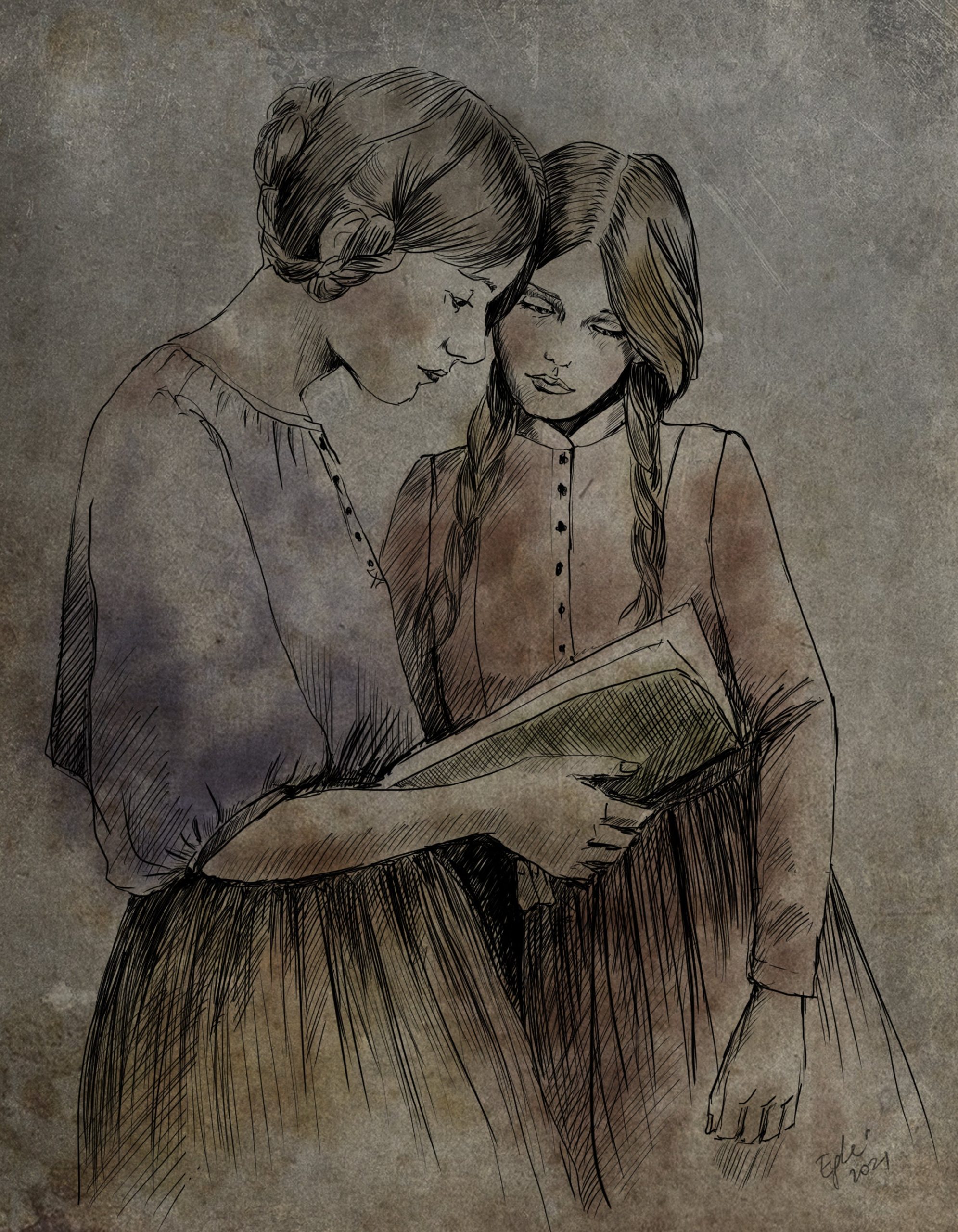 Long linen dress with a button-front bodice and a gathered skirt - Image 2