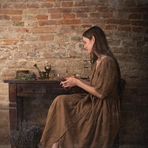 Button up linen dress provence