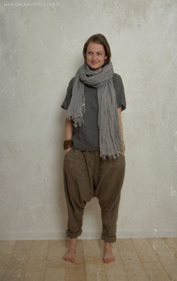 Linen harem pants for women shanti | drop crotch yoga pants