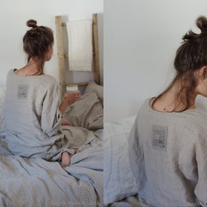 Linen dress cloud loose simple summer dress with side slits