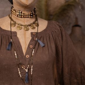 Linen dress nomad | boho maxi linen dress with half sleeves