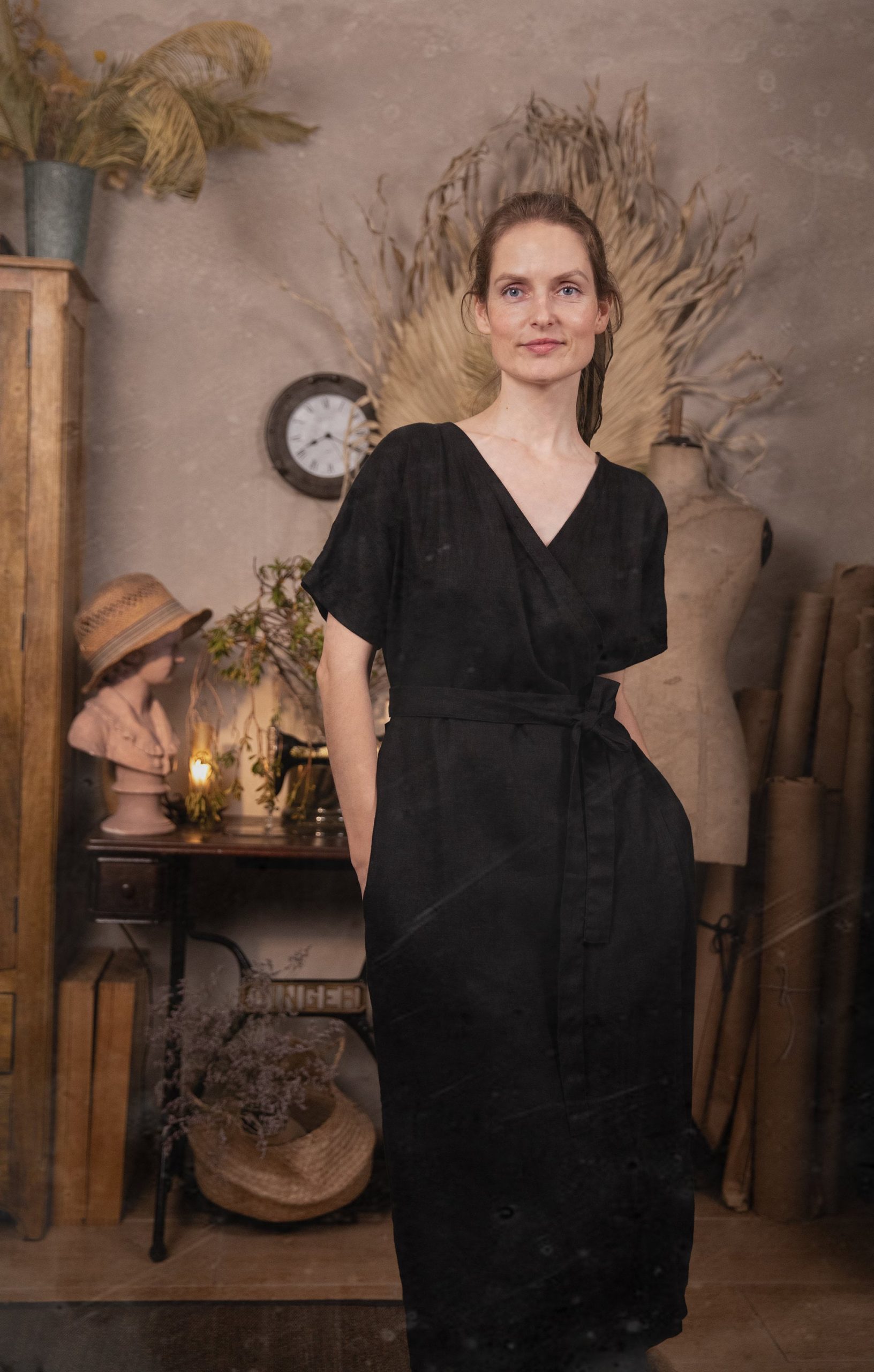 Linen wrap dress squirrel | summer wrap over dress - Image 2