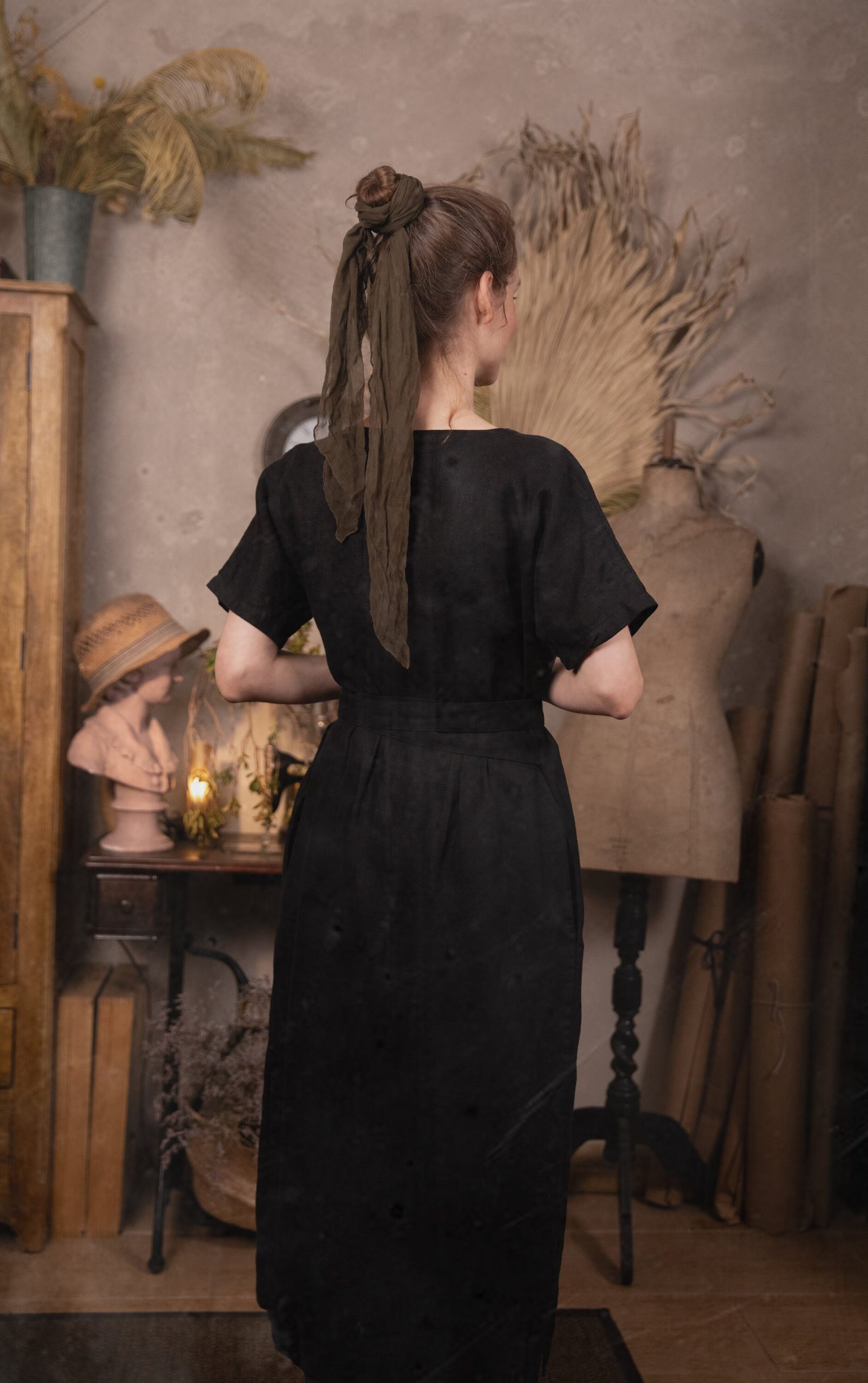 Linen wrap dress squirrel | summer wrap over dress - Image 3