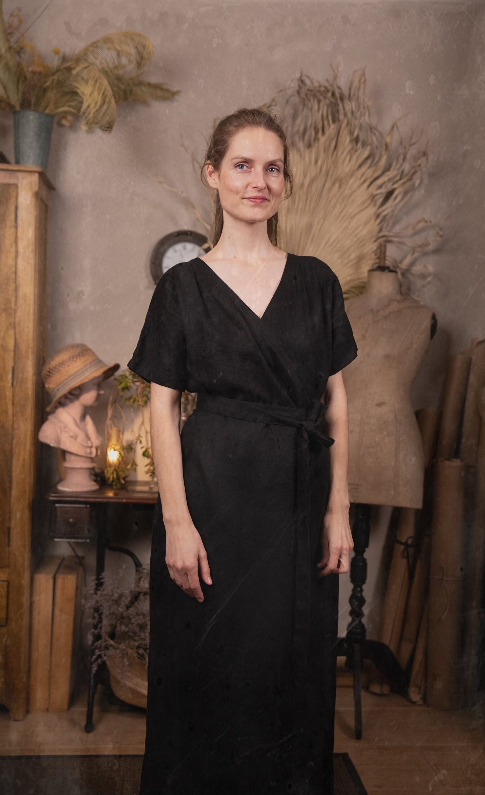 Linen wrap dress squirrel | summer wrap over dress - Image 4