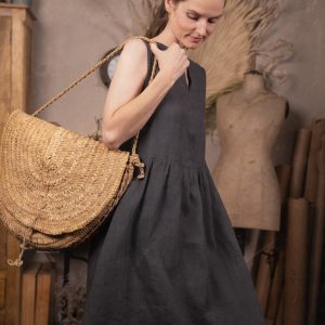 Sleeveless linen dress monet | below the knee linen dress