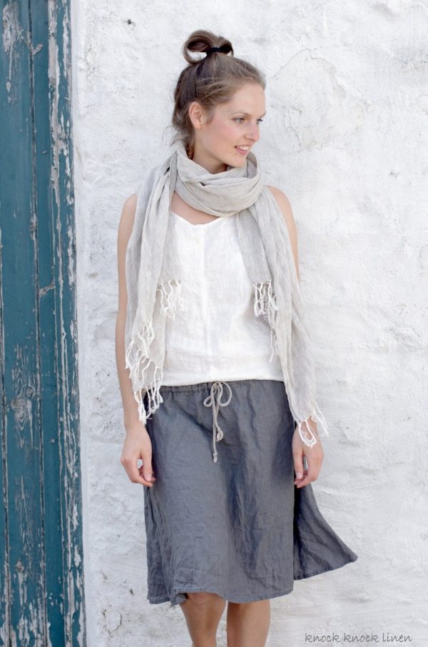 Elastic waist skirt simplicity | loose linen skirt