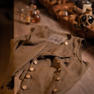 Double breasted historical waistcoat in pure linen