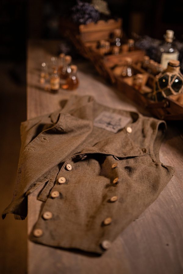 Double breasted historical waistcoat in pure linen