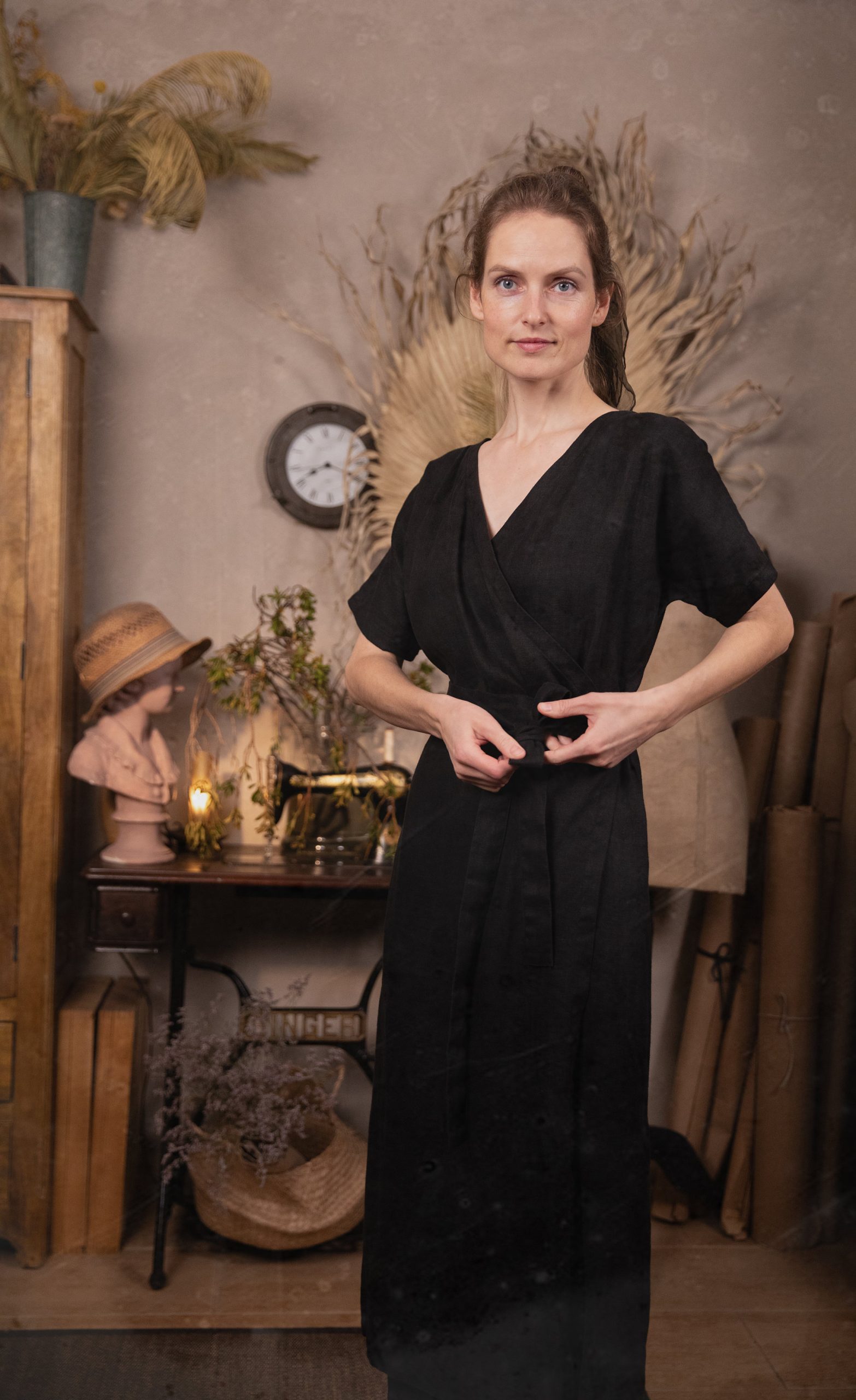 Linen wrap dress squirrel | summer wrap over dress - Image 5