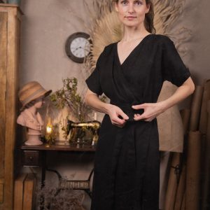 Linen wrap dress squirrel | summer wrap over dress