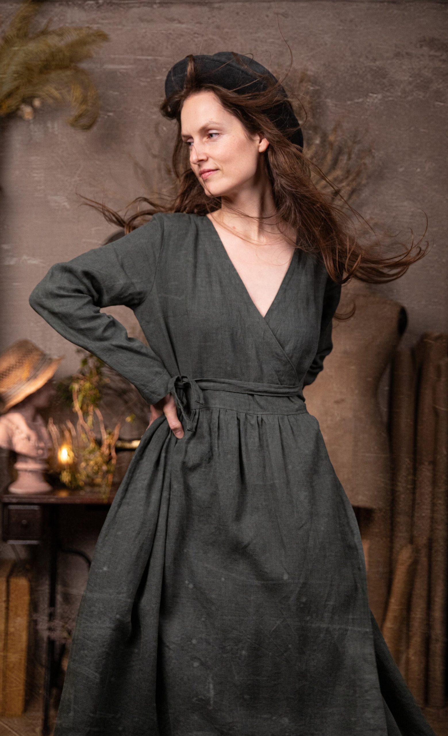 Linen wrap dress september | loose summer dress - Image 3