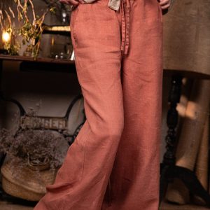 Wide leg linen pants wind