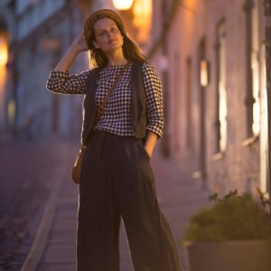 Wide leg palazzo pants wind | elastic waist linen trousers