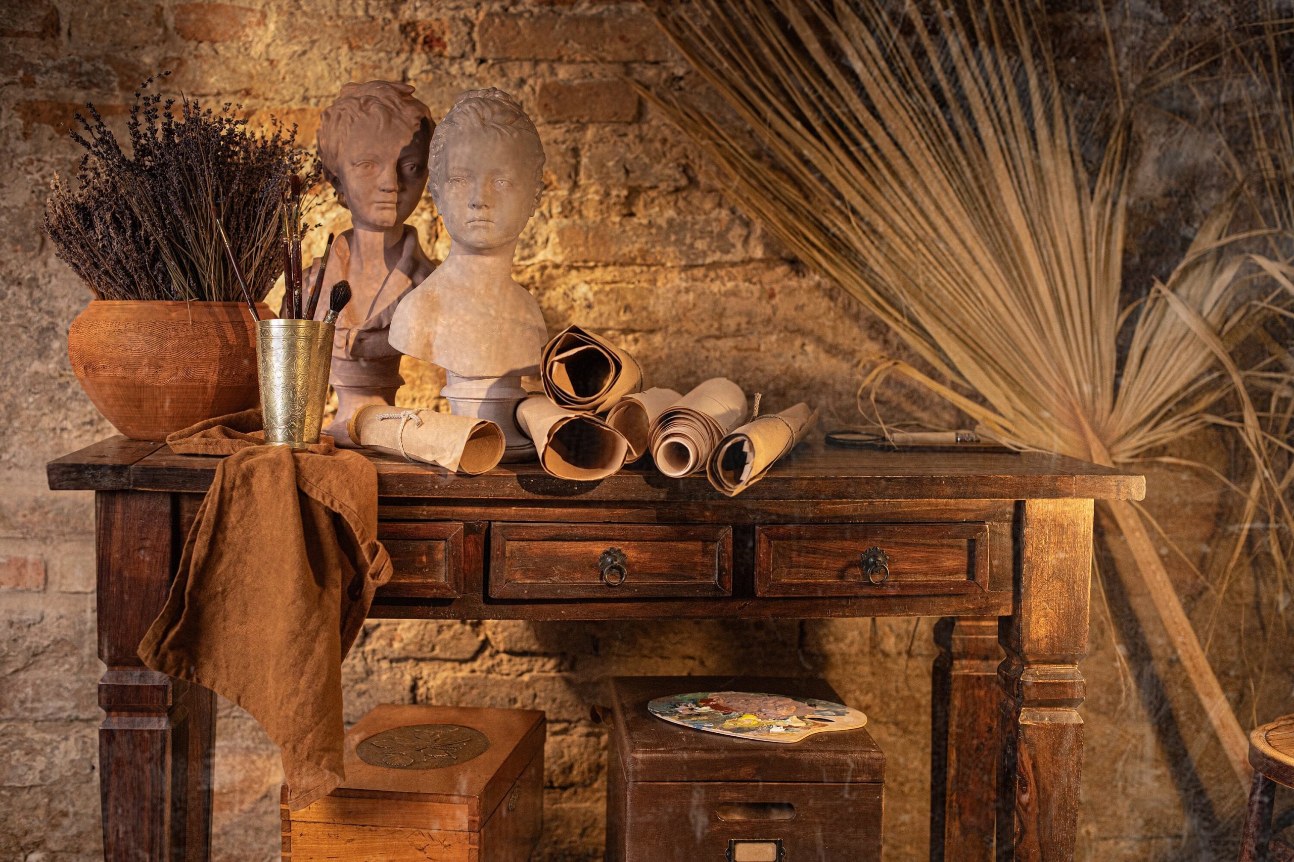 A set of 2 linen kitchen towels in ginger brown linen - Image 2