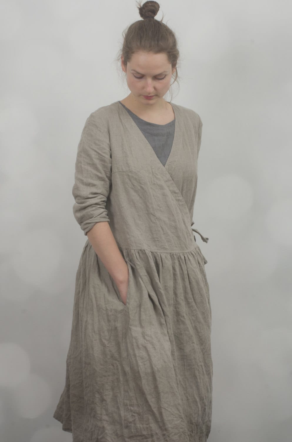 Linen wrap dress september | loose summer dress - Image 3