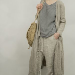 Linen wrap dress september | loose summer dress