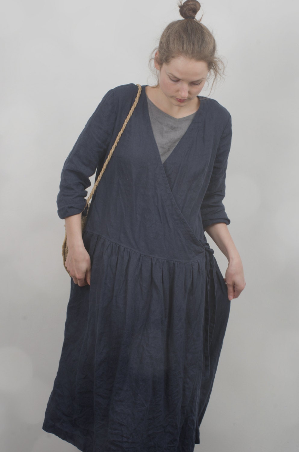 Linen wrap dress coat september - Image 3