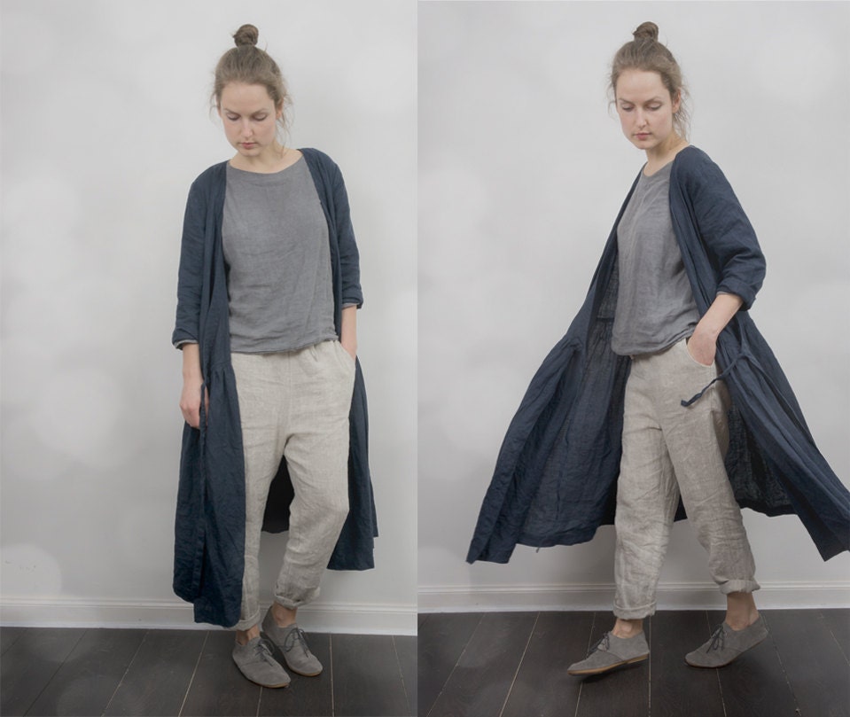 Linen wrap dress coat september - Image 2