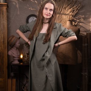 Linen jacket studio with elbow patches | loose linen coat