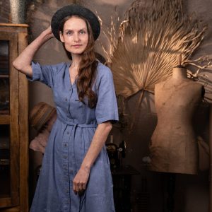 Linen dress amelie | vintage dress | french dress | v-neck dress