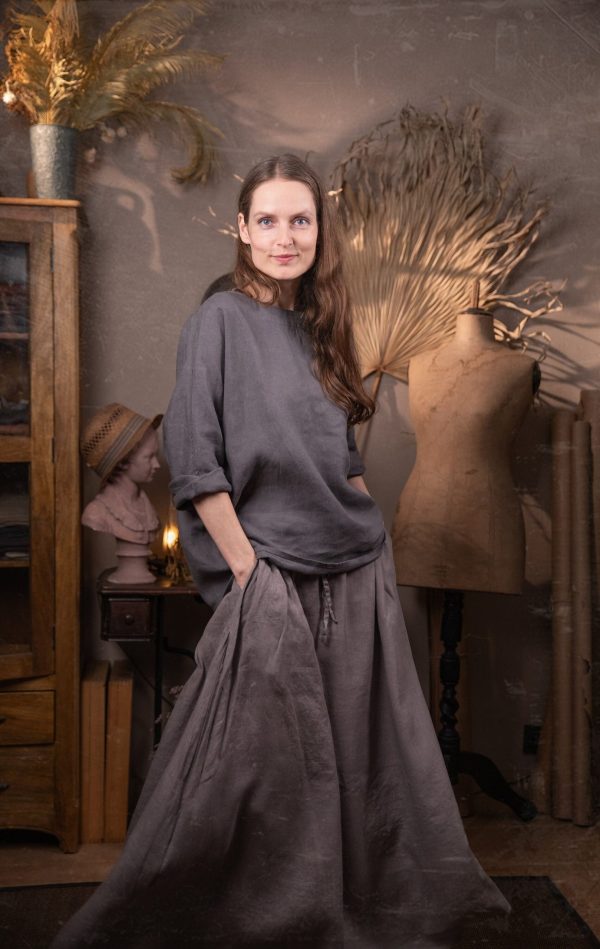 Maxi skirt tulip | linen skirt with pockets | bohemian skirt