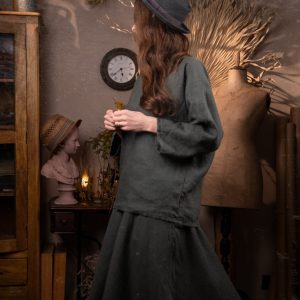 Loose linen top primitive | kimono sleeve tunic top