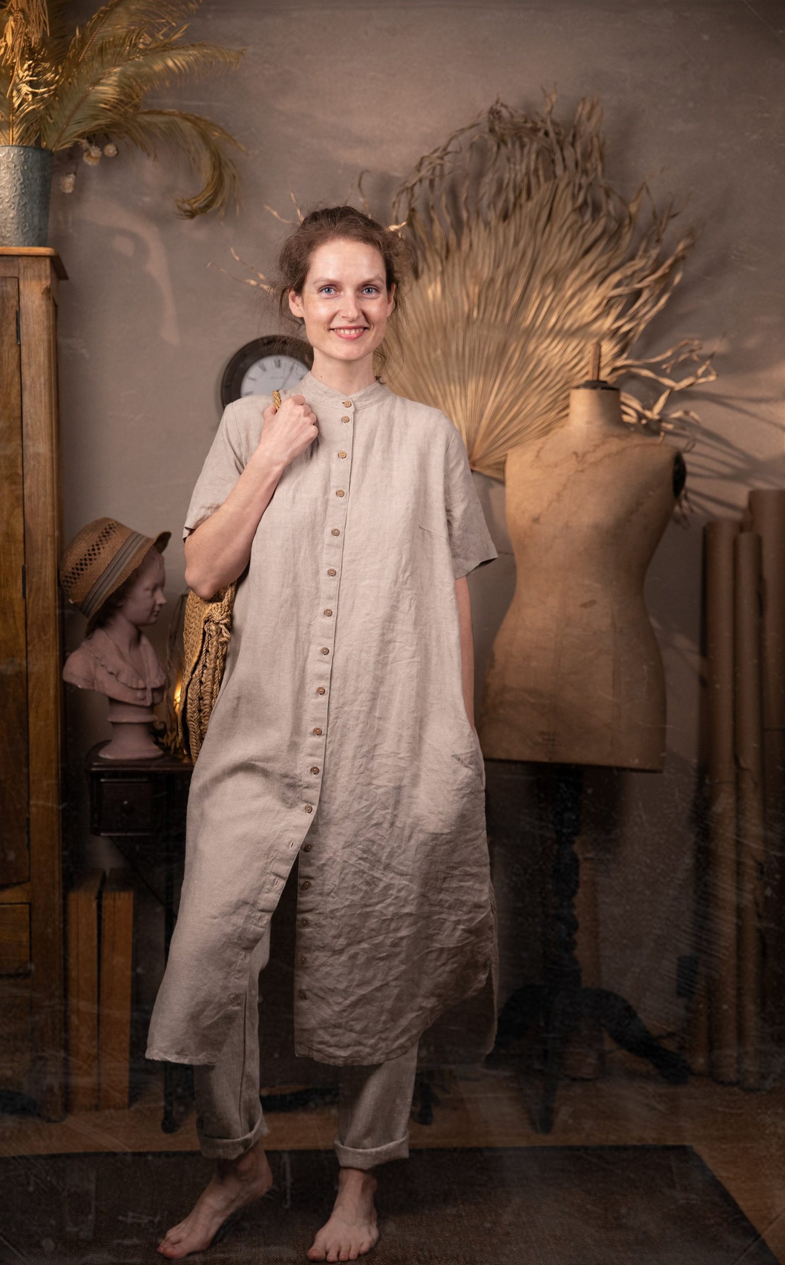 Linen oversized dress lighthouse | duster coat | summer dress - Image 4