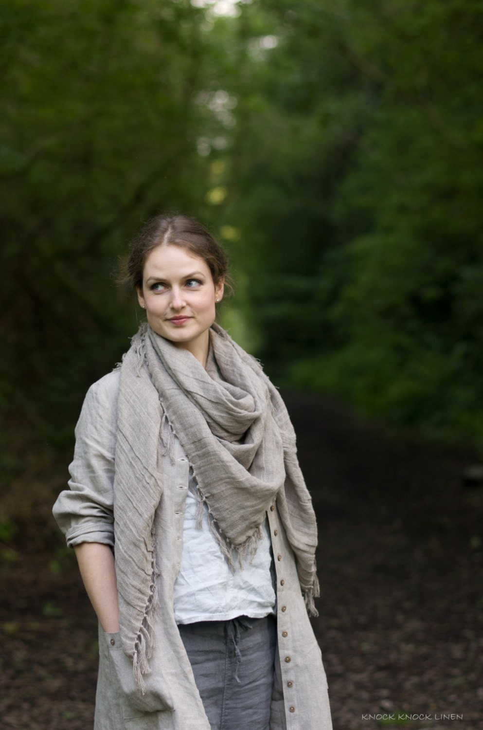 Linen loose dress country | linen buttoned dress coat - Image 2