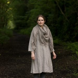 Linen dress trapeze | loose linen dress with long sleeves