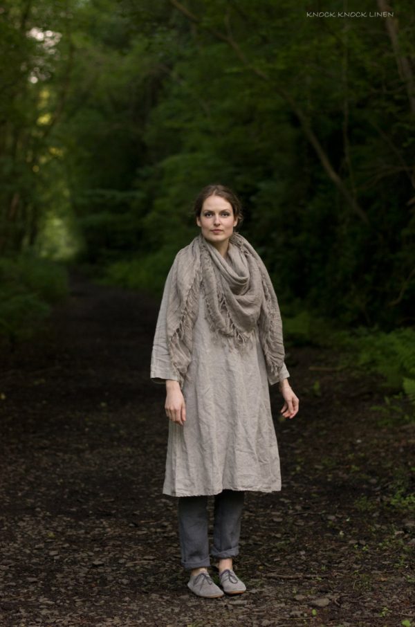 Linen dress trapeze | loose linen dress with long sleeves