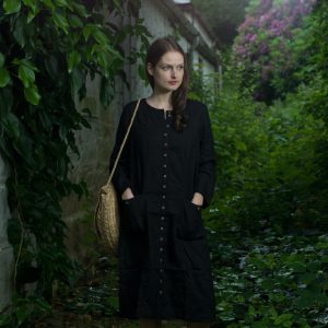 Linen dress country | linen buttoned dress