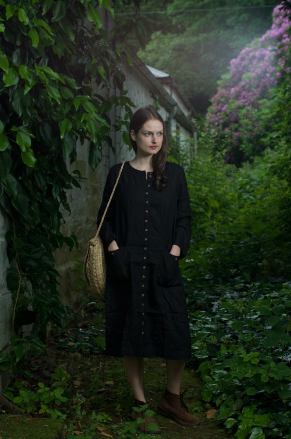 Linen dress country | linen buttoned dress