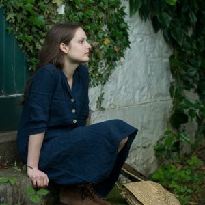 Retro everyday linen dress the work in a custom length